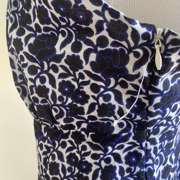 LIZ CLAIBORNE FLORAL MIDI DRESS BLUE V-NECK CROSSOVER COTTON SIZE 10 - Picture 4 of 11